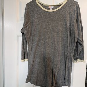 LuLaRoe Heather Gray Top with Cream Accents
